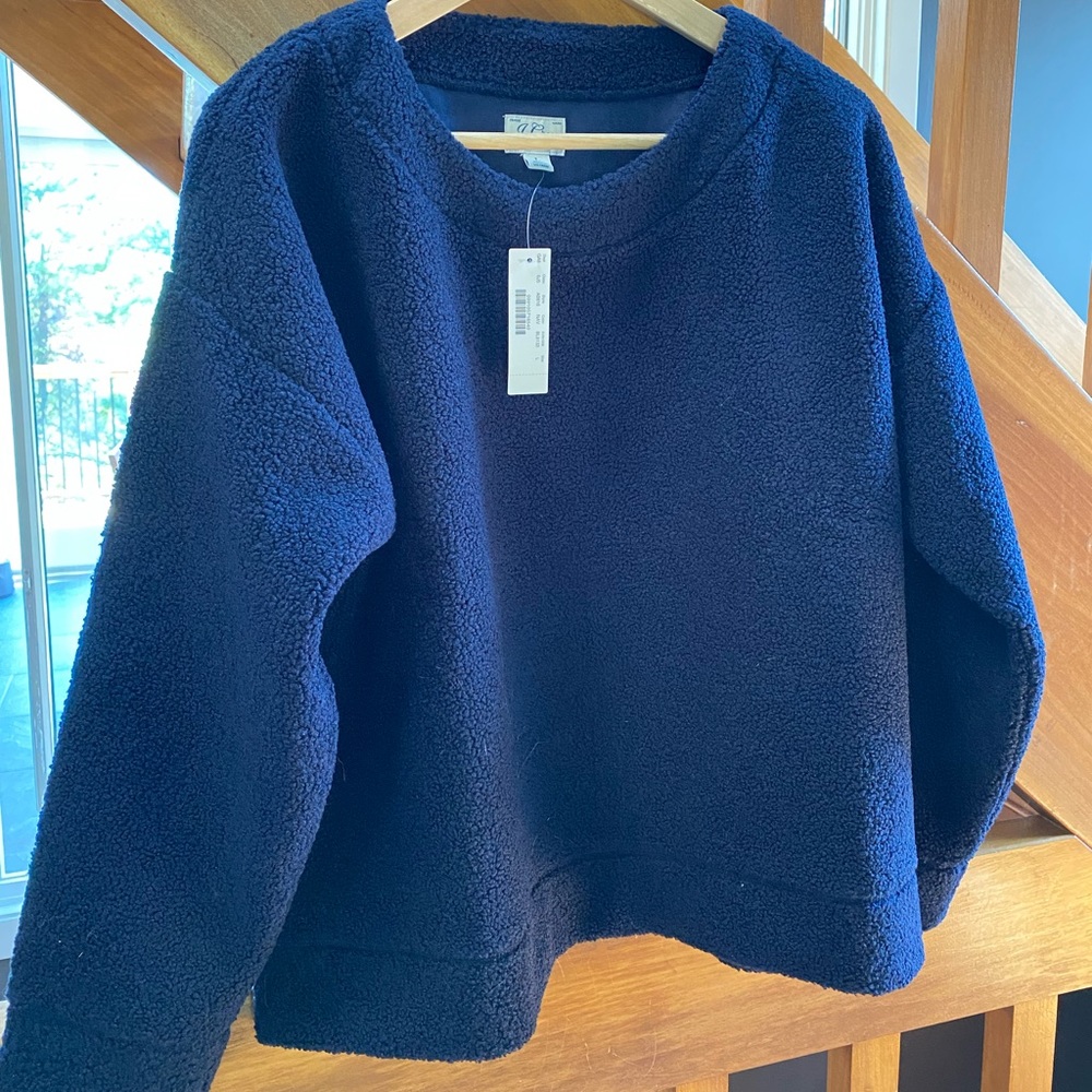 J Crew Large Navy Cozy Teddy Fleece Tags On